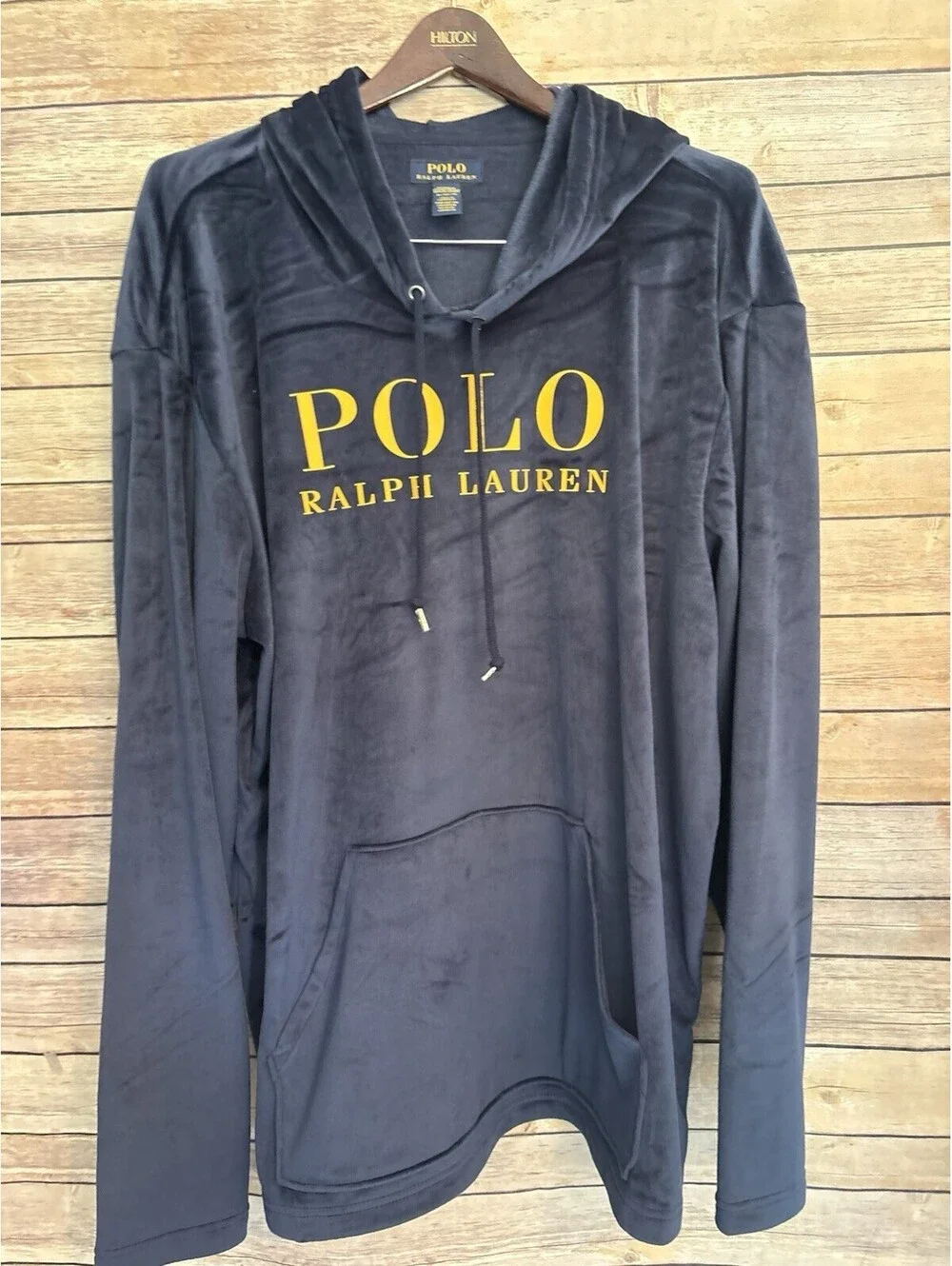 Polo Ralph Lauren Velour Hoodie Pullover Mens XL Navy Blue Sleepwear Unworn